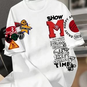 The 2025 summer new men's 3D printed T-shirt with cartoon graffiti patterns is sporty, quick-drying, breathable and lightweight